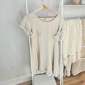 Beige Fringe Mini Dress